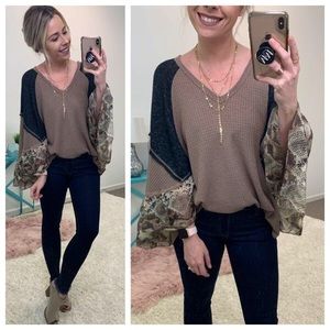 Snakeskin Flutter Sleeve Top